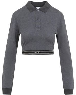 LOEWE - LOEWE ロエベ Bicolour long sleeve T-shir H526341XAK アームドッキング長袖Tシャツ シルク/コットン ホワイト/ブラック レディース Oversized fit long sleeve T-shirt in cotton White - LOEWE