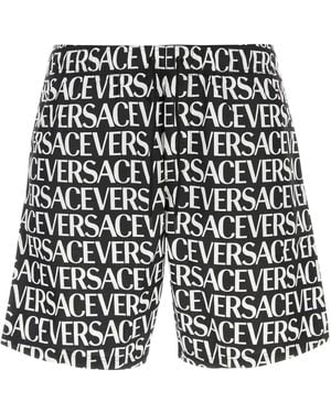 Versace Printed Polyester Swimming Shorts - Black