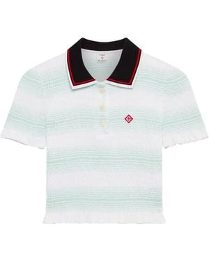 CASABLANCA Striped Top With Ruffled Details - White