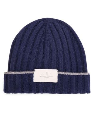 Brunello Cucinelli Beanie Cashmere Hat-Uomo - Blu