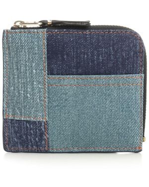 Comme des Garçons Patchwork Leather Denim Effect Zip Wallet Wallets - Blue
