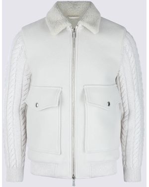 Eleventy Wool Leather Jacket - White