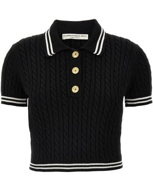Alessandra Rich Braided Polo Shirt - Black