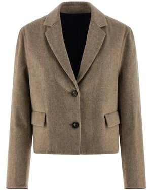 Brunello Cucinelli Crop Blazers - Green