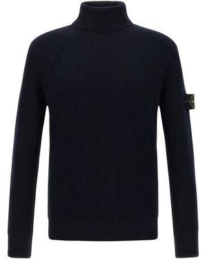 Stone Island Ribbed Sweater Maglioni Blu-Uomo