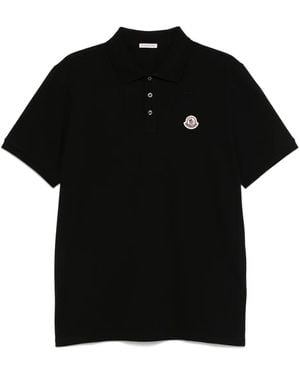Moncler Logo Patch Cotton Piqué Polo Shirt - Black
