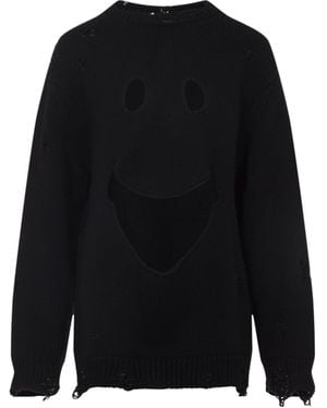 Moschino Virgin Wool Smile Cropped Sweater-Donna - Nero