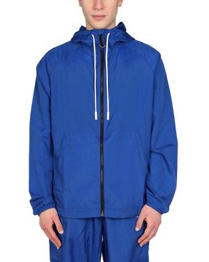 Marcelo Burlon GIACCA A VENTO IN NYLON CON STAMPA "CROSS" - Blu
