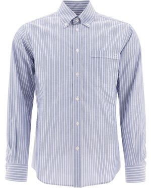 Valentino Striped Button-Down Shirt - Blue