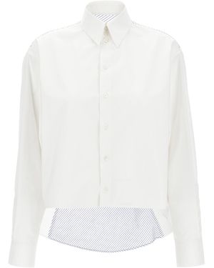 MM6 by Maison Margiela Asymmetric Crop Shirt With Striped Back Insert - White