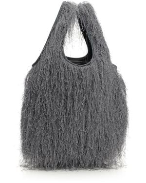 Dries Van Noten Large Tote Bag With Fringe - Grey