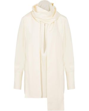 Givenchy Silk Foulard Self-Tie Neck Blouse - Natural