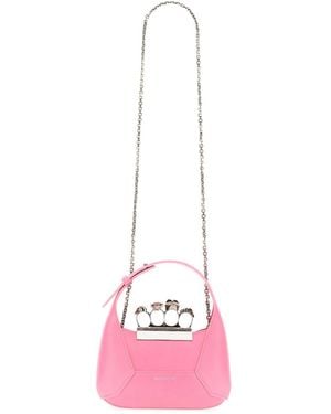 McQueen The Jewelled Hobo Mini Leather Shoulder Bag - Pink