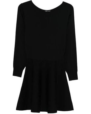 Roberto Collina Long-Sleeved Wool Flared Dress - Black