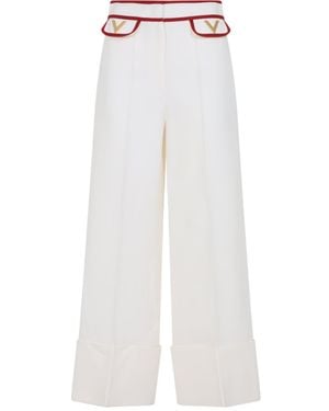 Valentino Ivory Virgin Wool Pants-Donna - Bianco