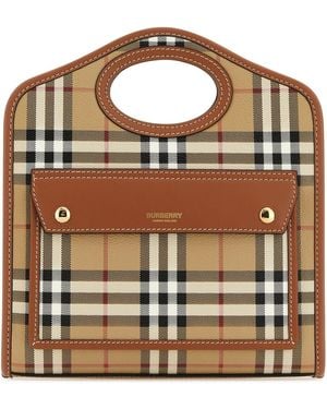 ハンドバッグ BURBERRY PRINTED E-CANVAS AND MINI POCKET BAG HANDBAG Burberry Printed E-canvas And Leather Mini Pocket Bag