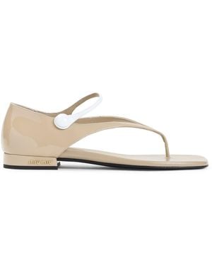 Miu Miu Calf Leather Sandals-Donna - Neutro