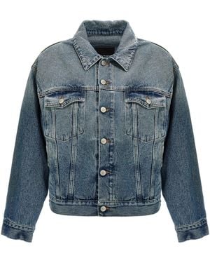 MM6 by Maison Martin Margiela Cut-Out Denim Jacket With Unique Sleeve Details - Blue