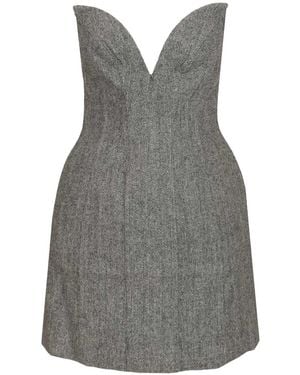 Self-Portrait Grey Bandeau Herringbone Mini Dress Dresses Grey