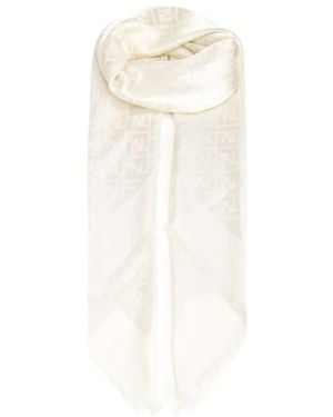 Fendi Silk And Wool Shawl - White