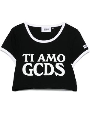Gcds T-Shirt With Ti Amo Print And Hood - Black