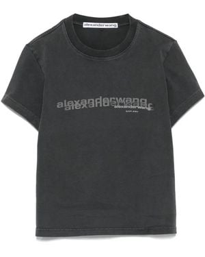 Alexander Wang Cotton Shrunken Logo T-Shirt - Black