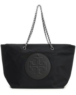Tory Burch Ella Chain Zip Tote Shoulder Bags Black