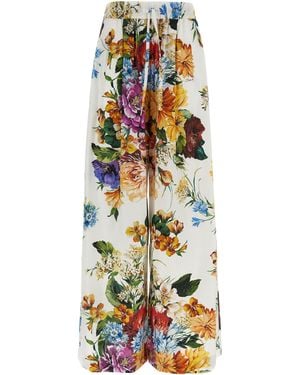Dolce & Gabbana Floral Bouquet Printed Trousers White