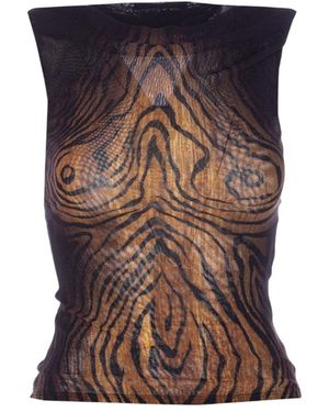 Jean Paul Gaultier Wood Print Top - Blue