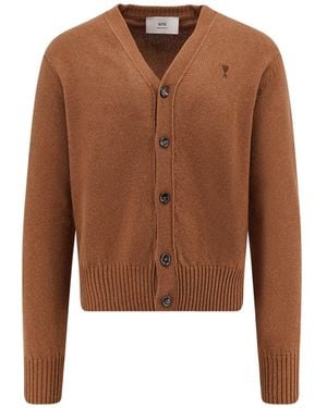 Ami Paris Cashmere Cardigan - Brown