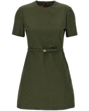 Gucci Gg Cotton Dress Dresses - Green