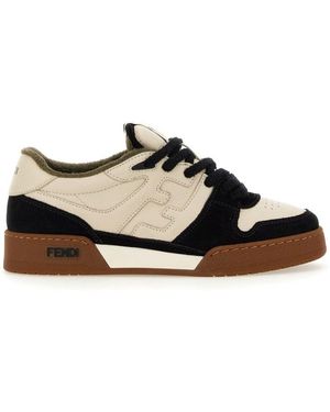Fendi Match Low-Top Leather Sneakers-Donna - Bianco