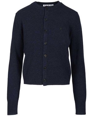Acne Studios Crew Neck Wool Cardigan Knitwear Black - Blue