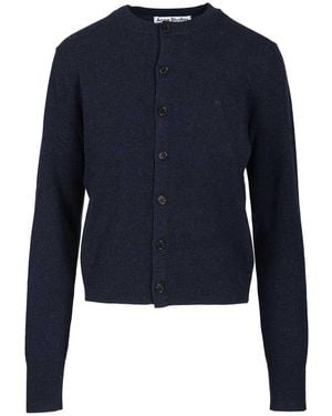 Acne Studios Crew Neck Wool Cardigan Knitwear Black - Blue