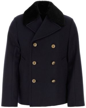 Prada Dark Felt Coat - Blue
