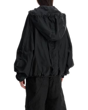The Attico Bomber Oversize Con Cappuccio - Nero
