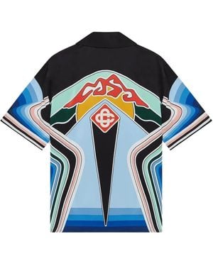 CASABLANCA Graphic Mountain Print Shirt - Blue