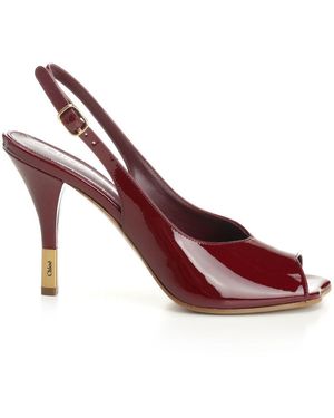 Chloé Patent Leather Slingback Sandals - Purple