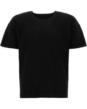 Homme Plissé Issey Miyake Pleated T-Shirt With Crew Neck - Black
