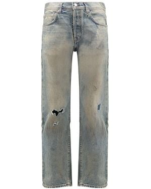Enfants Riches Deprimes Straight Leg Jeans With Destroyed Effect - Gray