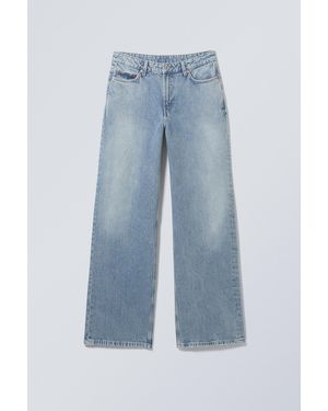Weekday Area Mid Rise Loose Wide Jeans - Blue