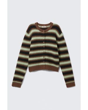 Monki Gebürstete Strickjacke Mit Knöpfen - Grün