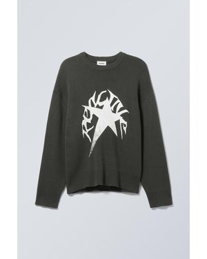 Weekday Strickpullover Mit Print Cypher - Schwarz