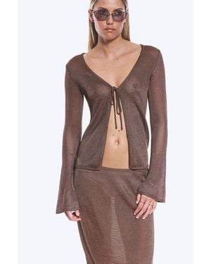 Monki V-Neck Knitted Cardigan - Brown