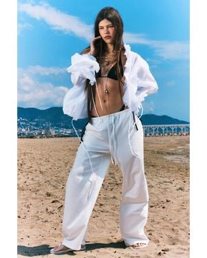 Weekday Frilled Long-Sleeved Wrap Blouse - White