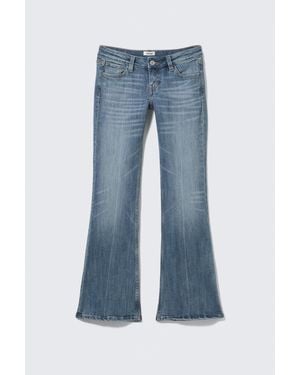 Monki Low Rise Slim Flared Jeans - Blue