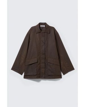 Weekday Waxed Cotton Utility Jacket - Brown
