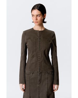 Weekday Lean Frayed Cotton Jacket - Black