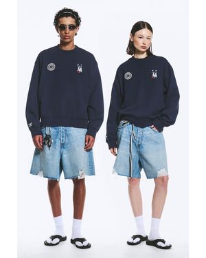 Weekday Toffs Boxy Football Sweatshirt France - Blue