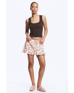 Monki Low-Rise Cotton Poplin Mini Skirt - Multicolour